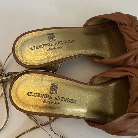 Clorinda Antinori Italy Leather Lace Up Knot Block Heel Sandal Shoes SZ 36 US 5 - Picture 8 of 10
